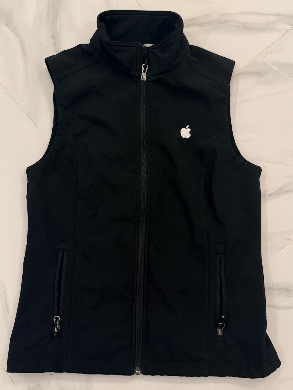 Apple Black Sleeveless Softshell Vest with White Apple Logo